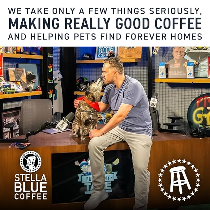 Stella Blue Ground Coffee, Electric Avenue Blend, Dark Roast, Fresh Coffee Ground 100% Arabica, Smooth Balanced Roast with Distinct Flavor Notes, Ethically Sourced Coffee Beans, 12 oz Bag