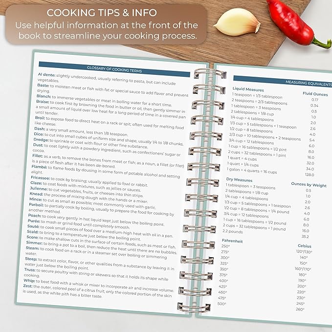 Clever Fox Recipe Book Spiral – Make Your Own Family Cookbook – Blank Recipe Notebook Organizer – Empty Cooking Journal to Write In Recipes – Medium Size, 6.3”x8.3”, Hardcover (Mint Cream)