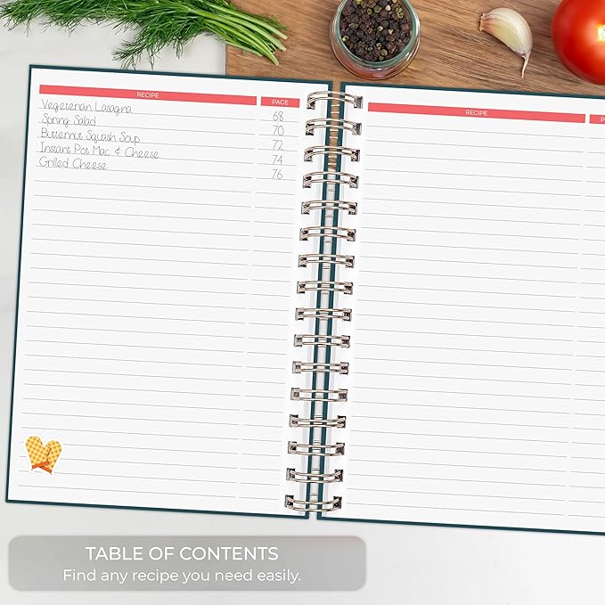 Clever Fox Recipe Book Spiral – Make Your Own Family Cookbook – Blank Recipe Notebook Organizer – Empty Cooking Journal to Write in Recipes – Medium Size, 6.3”x8.3”, Hardcover (Dark Teal)