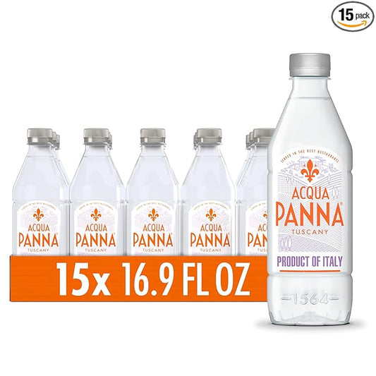 Acqua Panna Natural Spring Water, 16.9 Fl Oz (Pack of 15) Plastic Water Bottles