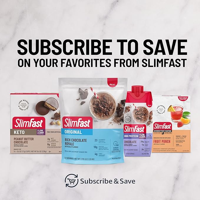 SlimFast Original Meal Replacement Powder, Rich Chocolate Royale, Weight Loss Shake Mix, 10g of Protein, 34 Servings (Packaging May Vary)