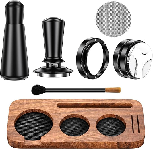 7 Pack Espresso Accessories Kit,54mm Espresso Tool Kit | Espresso Tamping Station | Coffee Distributor Tamper | WDT Tool | Dosing Funnel | Expresso Puck Screen | Christmas Gift for Espresso Lovers