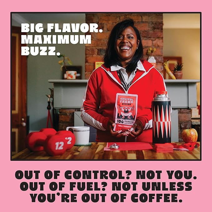 Control Freak Coffee Full Throttle - 100% Caffeine Ground Coffee (32 Oz) | High Caffeine Strong Coffee Blend | Freshly Roasted Specialty Coffee Beans | Bold Flavor, Smooth Roast Balanced Espresso
