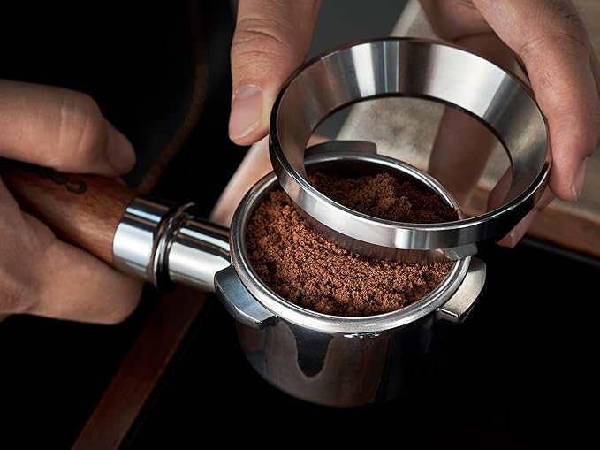 51mm Espresso Dosing Funnel and Puck Screen Set,Stainless Steel Coffee Dosing Ring Compatible with Delonghi 51mm Portafilter.Reusable 1.7mm Thickness Espresso Puck Screen(Stainless Steel)