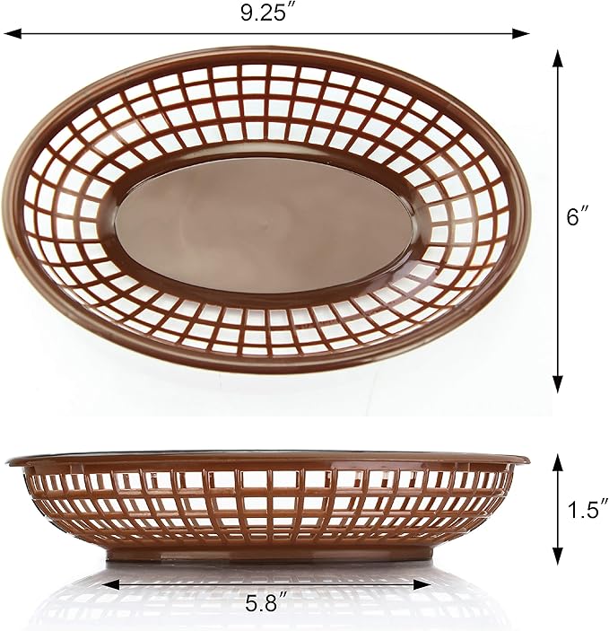 New Star Foodservice 44119 Fast Food Baskets, 9 1/4-Inch x 6-Inch Oval, Set of 36, Brown