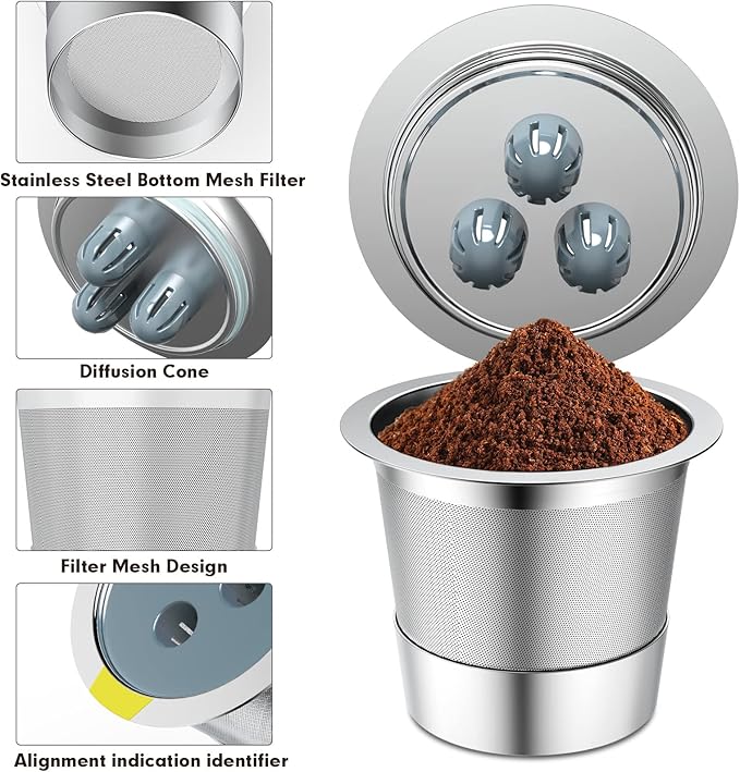 Stainless Steel Reusable K Cups Compatible with Ninja Coffee Maker, K Cup Reusable Coffee Pods,Permanent Reusable Coffee Filters for Ninja CFP201 CFP 300 CFP305 CFP301 CFP400 (1Pack)