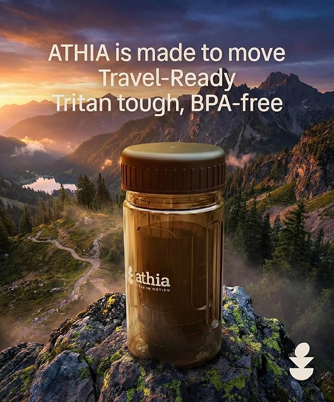 ATHIA Portable Siphon Coffee Maker for Travel & Camping - 4-in-1 Manual Brewer for Hot & Cold Brew, Siphon-Inspired System, 13.5oz/400ml Tritan Bottle, Reusable Filter, 6.35oz/180g Lightweight