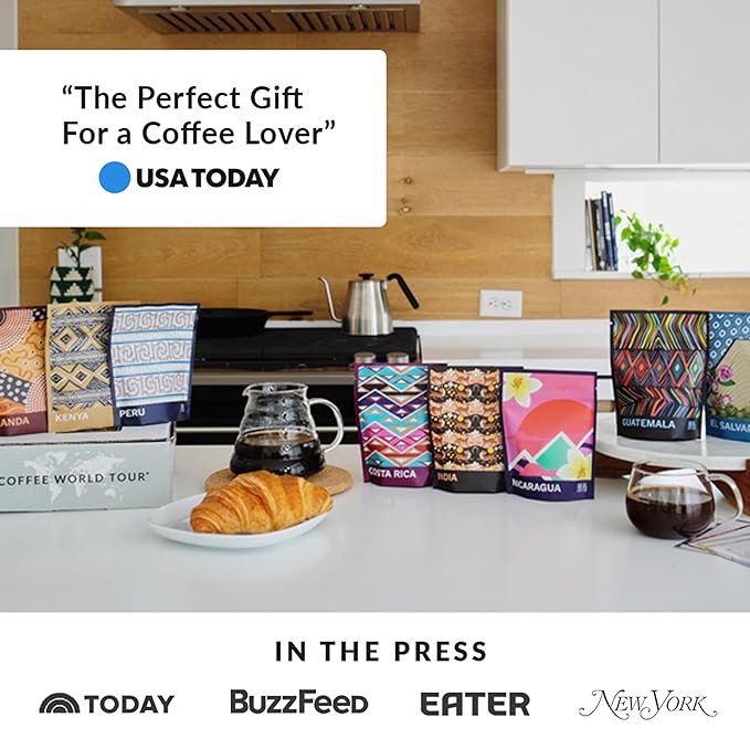 Atlas Coffee Club World of Coffee Discovery Set - Gourmet Coffee Gift Sampler - 8-Pack Variety Box of the World’s Best Single Origin Coffees - Freshly Ground Coffee