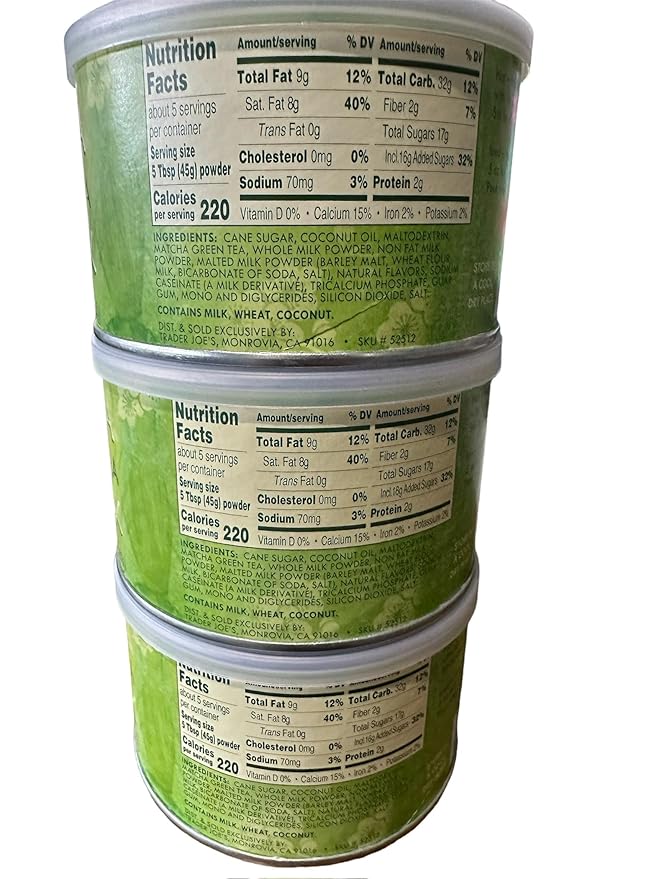 Trader Joe's Matcha Green Tea Latte Mix (Pack of 3)