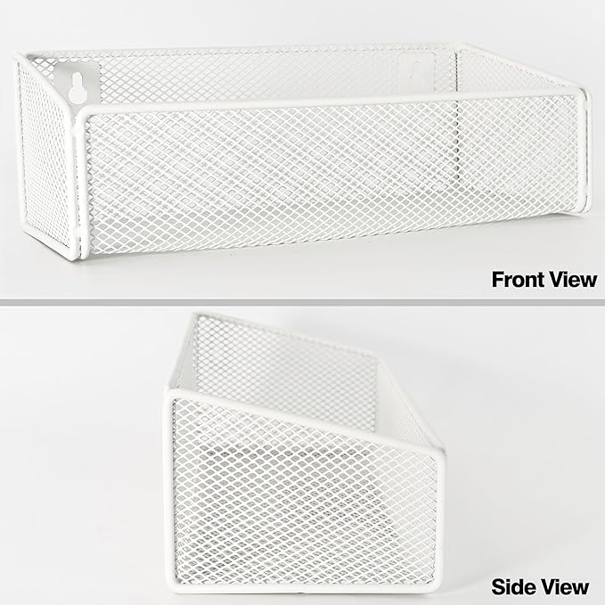 Bathroom Shelf Over Toilet Storage Basket,Toilet Beside Floating Shelf Mesh Metal Wall Mounted Shelves for Home Organization & Decor Essentials,Kitchen/Living Room Shelves (White)
