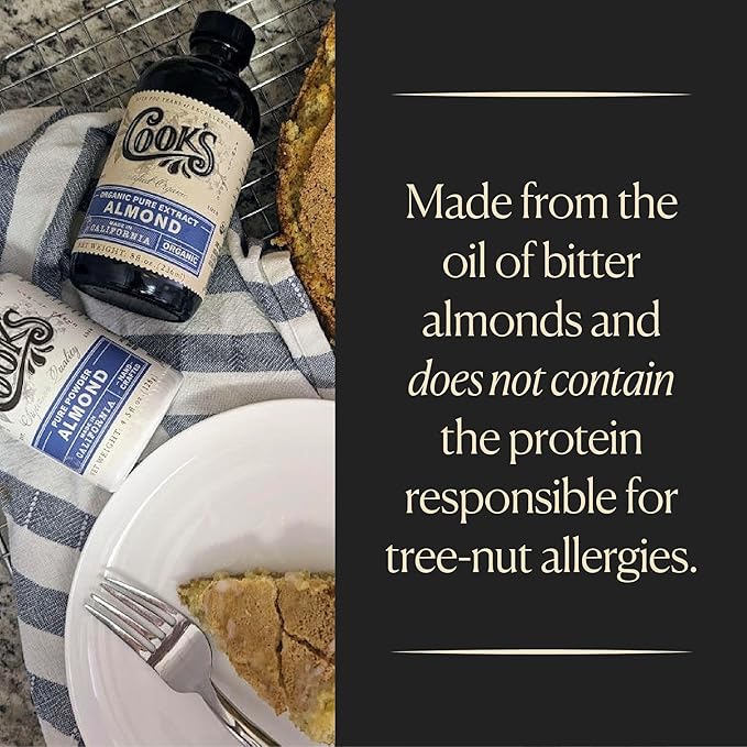 Cook’s, Pure Almond Extract for Baking, Cooking, and Mixology, Allergen Free Almond Flavoring Extract, 16 oz