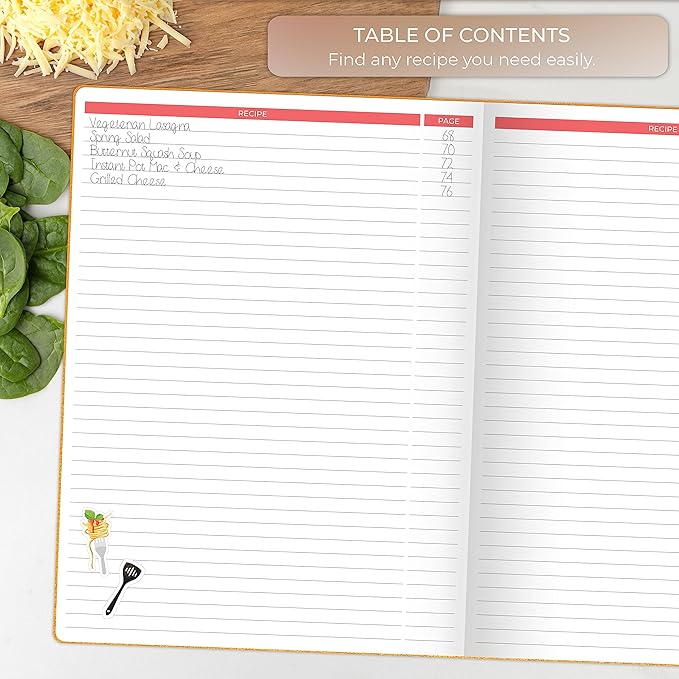 Clever Fox Recipe Book – Make Your Own Family Cookbook – Blank Recipe Notebook Organizer – Empty Cooking Journal to Write In Recipes – Large Size, 8.5”x11.2”, Hardcover, Amber Yellow