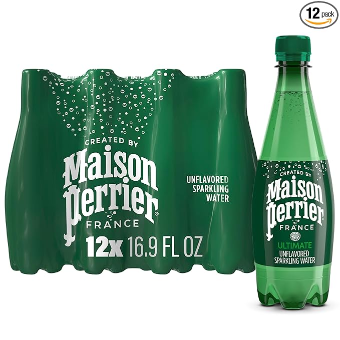 Maison Perrier Unflavored Sparkling Water, 16.9 FL OZ Plastic Water Bottle (12 count)