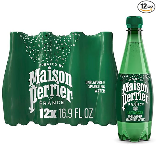 Maison Perrier Unflavored Sparkling Water, 16.9 FL OZ Plastic Water Bottle (12 count)