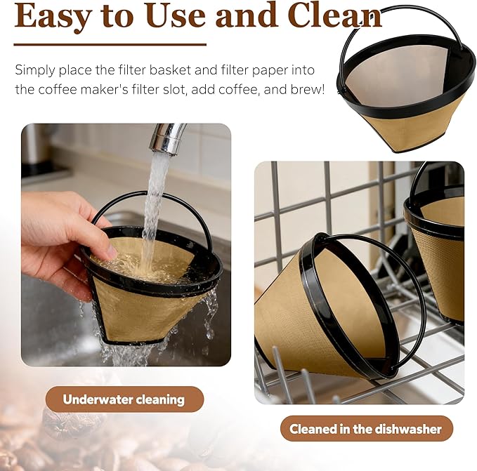 Reusable #4 Cone Coffee Maker Filters Basket & 80 Count Disposable #4 Cone Filters Paper Compatible with Cuisinart Ninja Coffees Maker, Coffees Filter for Pour Over and Drip Coffee Makers