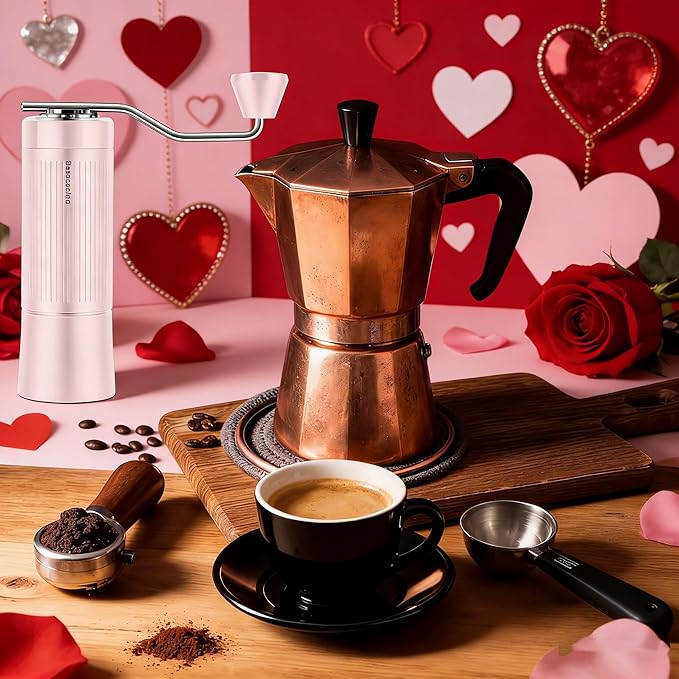 Burr Coffee Grinder 2-in-1 Manual/Electric, 40mm Stainless Steel Conical Burr Coffee Bean Grinder, USB Rechargeable Home Use, 16 Grind Levels for Espresso/Drip/French Press/Mocha (Pink)