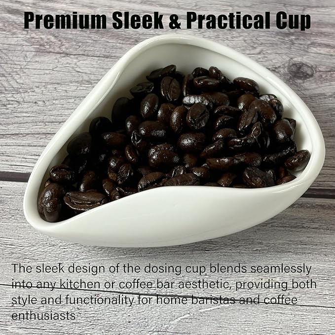 2PCS Ceramic Coffee Bean Dosing Cup – Precise Coffee Grounds Measuring Tool – Anti-Static, Food-Safe Ceramic Design White