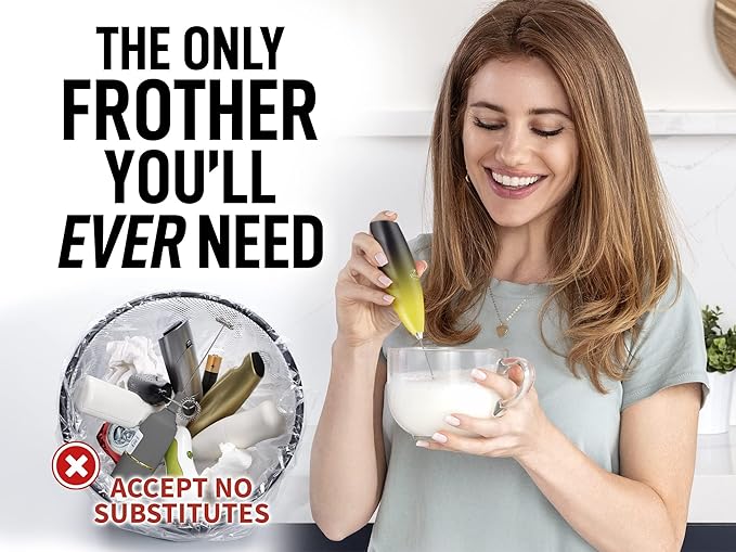 Zulay Powerful Milk Frother Handheld Foam Maker for Lattes - Whisk Drink Mixer for Coffee, Mini Foamer for Cappuccino, Frappe, Matcha, Hot Chocolate by Milk Boss - Honeybee