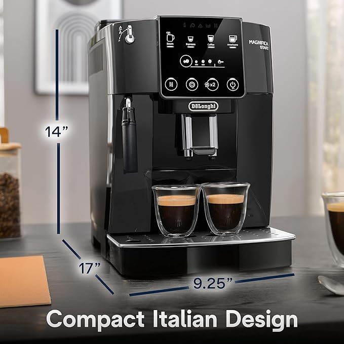 De'Longhi Magnifica Start Automatic Espresso Machine with Manual Milk Frother & Built in Grinder - 3 One-Touch Recipes, Easy-to-Clean, Home Barista Coffee Maker for Lattes, Cappuccino, Iced Coffee