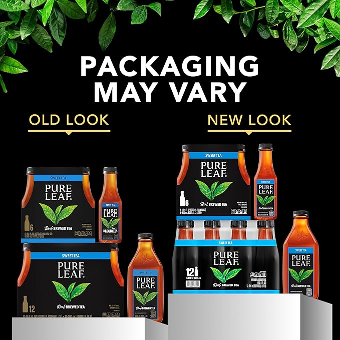 Pure Leaf Iced Tea, Unsweetened 3 Flavor Variety Pack, Zero Sugar & Zero Calories, 18.5 Fl Oz Bottles (Pack of 12)