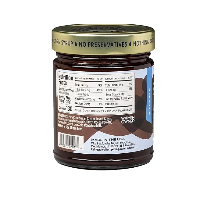 Sunday Night Classic Chocolate Sauce - Luxury Chocolate Gift, Dairy Free, Gluten-Free, Pure Clean Ingredients, No Preservatives - 10oz