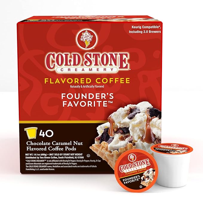 Cold Stone Creamery Beverages Founder's Favorite Ice Cream Flavored Coffee Pods, Compatible with K Cup Brewers Including 2.0, 40 Count
