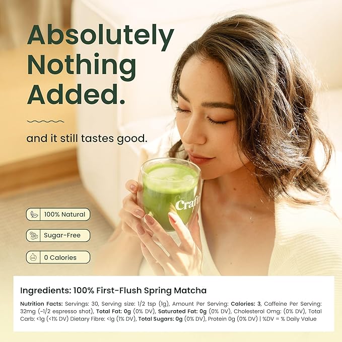 Crafti Signature Ceremonial Grade Matcha Powder | 100% First Harvest | Unsweetened Authentic Japanese Matcha Green Tea Powder from Uji, Kyoto (75g / 2.65oz)