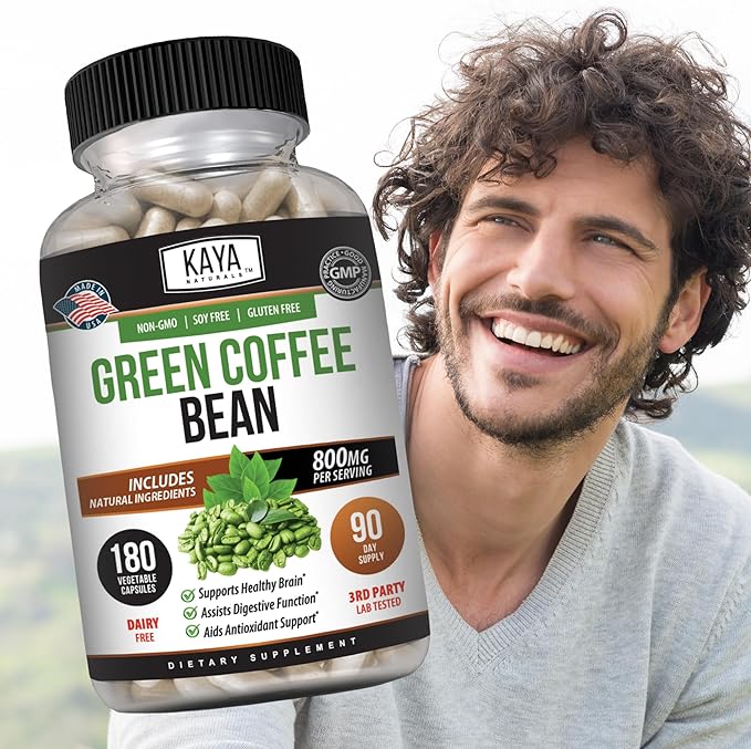 Kaya Naturals Green Coffee Bean Extract - Non-GMO, Gluten-Free Supplement 180 Count