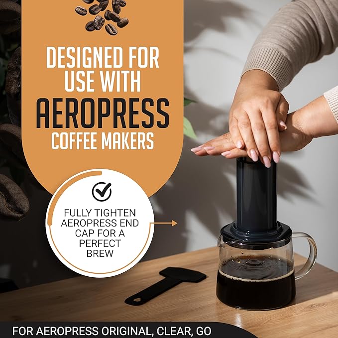 HEXNUB - Reusable Metal Filter for AeroPress Coffee Maker, Stainless Steel Filter Fits AeroPress Original & Go Coffee Press, Fuller Bodied Coffee Than Paper Filters - GOLD MESH