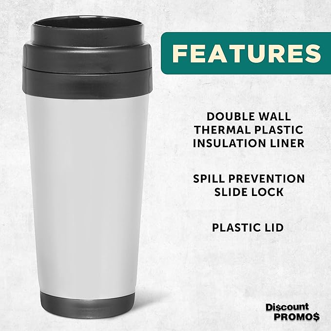 DISCOUNT PROMOS Insulated Stainless Steel Travel Mugs 16 oz. Set of 10, Bulk Pack - Perfect for Iced Coffee, Soda, Other Hot & Cold Beverages - Stainless Steel