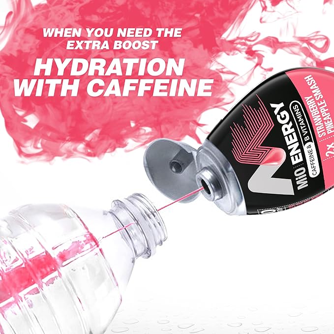 MiO Energy Strawberry Pineapple Smash Naturally Flavored with other natural flavors Liquid Water Enhancer Drink Mix with Caffeine & B Vitamins with 2X More (3.24 fl. oz. Bottle) (Pack of 2)