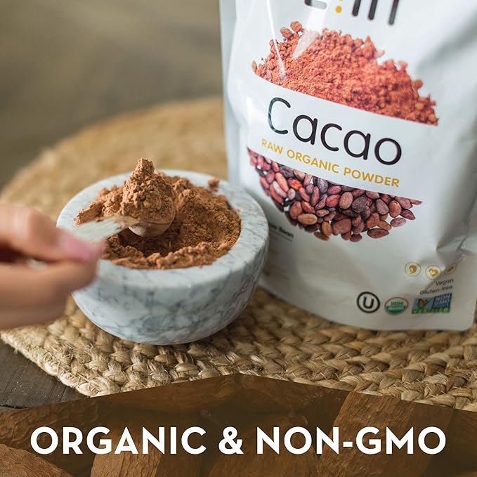 Zint Organic Cacao Powder (8 oz): Paleo-Certified, Organic, Non GMO, Anti Aging Antioxidant Superfood, Gluten Free Cocoa Cacao Beans, Pure Delicious Chocolate Essence