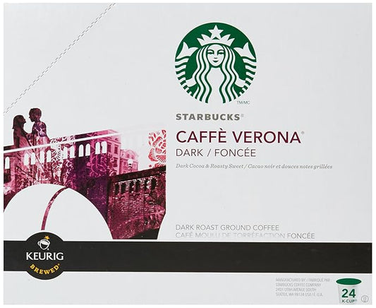 Starbucks Coffee, Caffe Verona Dark K Cup Portion Pack for Keurig Brewers, 24 Count