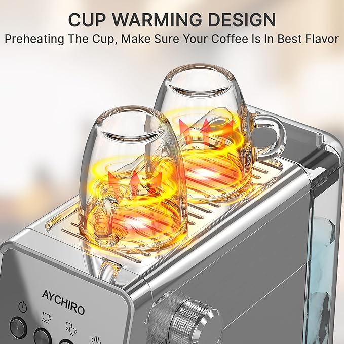 Espresso Machine with Steam Milk Frother, Adjustable Espresso Machine 20 Bar, Compact Espresso Maker for Latte & Cappuccino,Detachable Water Tank/Drip Tray