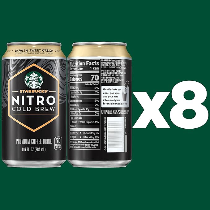 Starbucks Nitro Cold Brew,Vanilla Sweet Cream 9.6 fl oz Can,(Pack of 16)