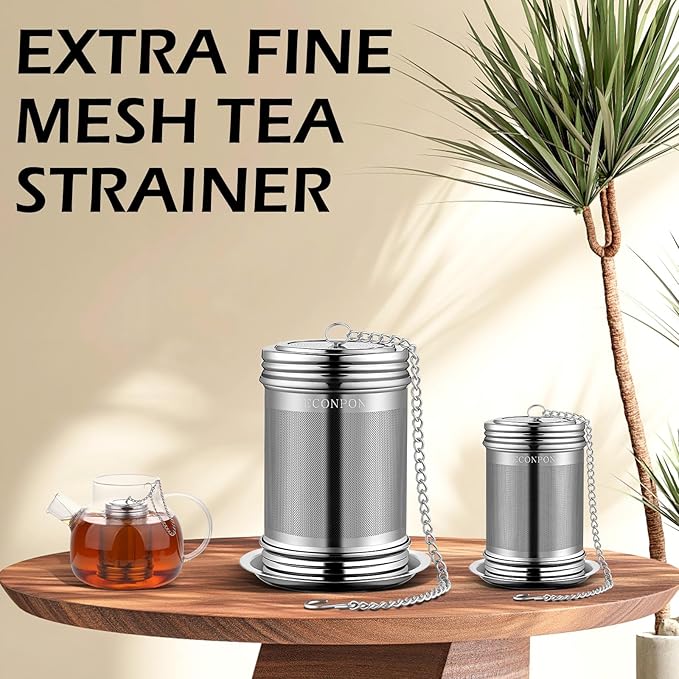2 Pack Reusable Tea Steeper Extra Fine Mesh Tea Infuser Stainless Steel Tea Strainer for Loose Leaf Tea