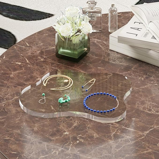 Acrylic Desk Coaster Decorative Plates, Clear Cloud Shape bar Drink Coasters, Coffee Cup Coaster for Desk Accessories Office Home Decor，Perfect for Tabletop, Coffee Table, Kitchen, Bar(Clear)