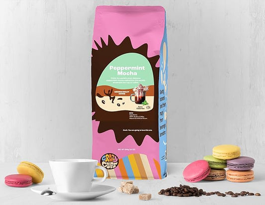 Crazy Cups Flavored Ground Peppermint Coffee, Peppermint Mocha Coffee in 10 oz Bag, For Brewing Flavored Hot or Iced, (Pack of 3)