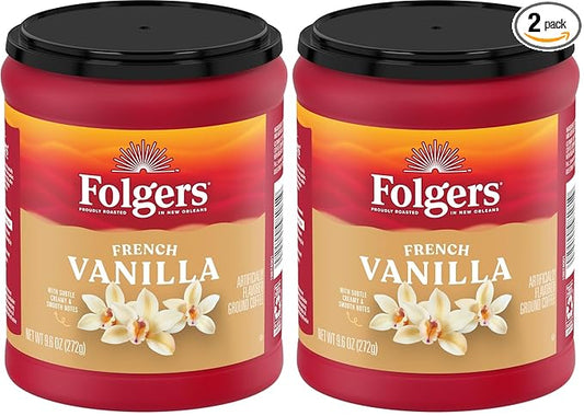 Folgers French Vanilla Flavored Ground Coffee, 9.6 Ounce (Pack of 2)