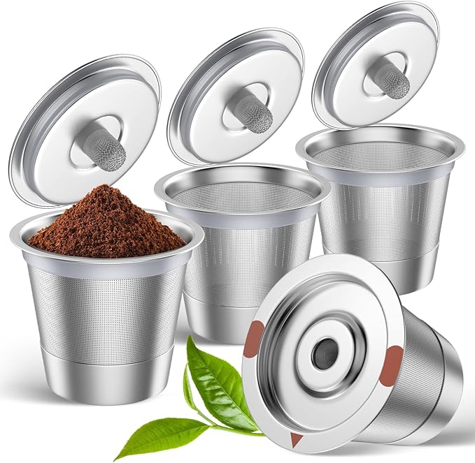 Reusable K Cups,Stainless Steel K Cups for Keurig,Keurig Reusable Coffee Pods for Keurig 1.0 & 2.0 Coffee Makers BPA-Free Refillable Coffee Filters (4)