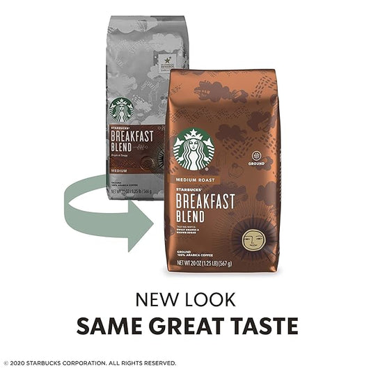 Starbucks Medium Roast Ground Coffee — Breakfast Blend — 100% Arabica — 1 bag (20 oz.)