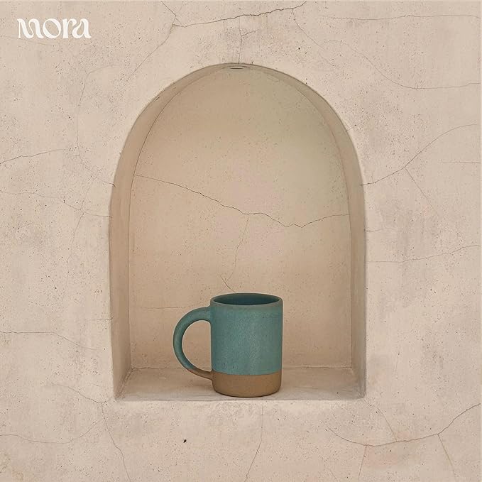 MORA Medium Mugs Set of 4, 16oz Ceramic Pottery Latte Mugs/Coffee Cups - Microwave and Dishwasher Safe - Iris