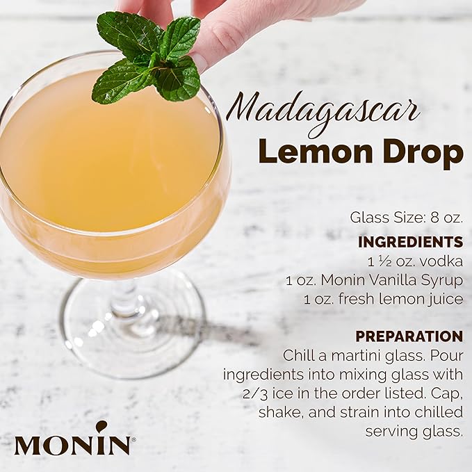 Monin - Vanilla Syrup | Pure & Rare Madagascar Vanilla, Premium Syrup for Coffee, Lattes & More | Clean Label with No Artificial Flavors, No Artificial Preservatives (BPA Free Bottle, 33.8 fl oz)