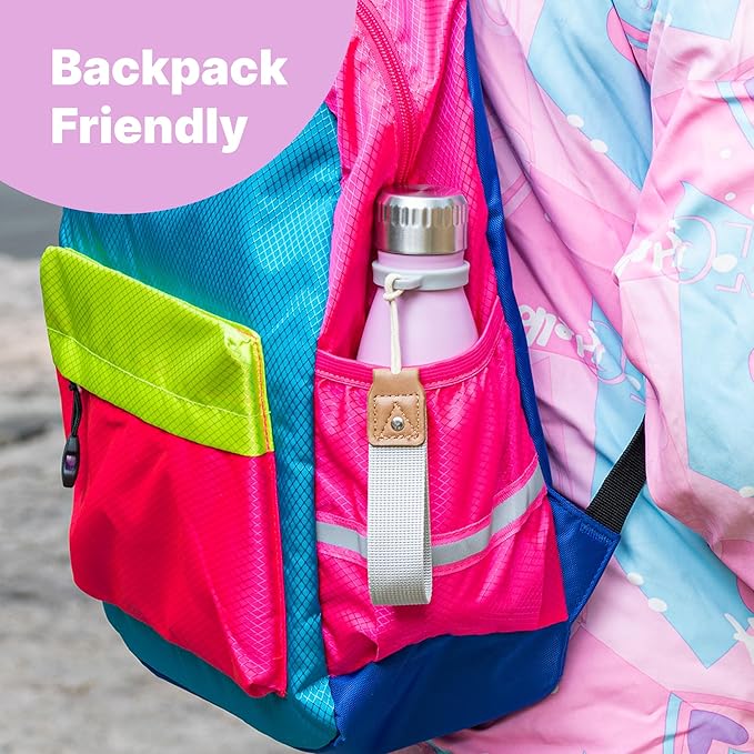 VINUR 9 oz Small Water Bottle for Kids-Stainless Steel Vacuum Insulated Water Bottle for School-Cola Shape Leak Proof Flask with Carry Rope, Purple