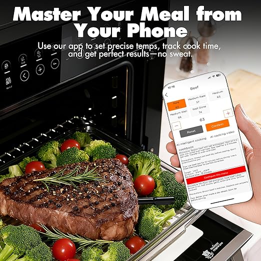 ChefLab AI Meat Thermometer Wireless, 500ft Long Range Smart Digital Bluetooth BBQ Thermometer for Grilling, Smoker, Oven, Kitchen Cooking (Dual Probe)