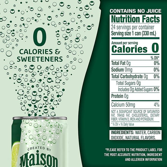 Maison Perrier Forever Lime Flavored Sparkling Water, 11.15 Fl Oz Cans, 8 Count, 3 Pack