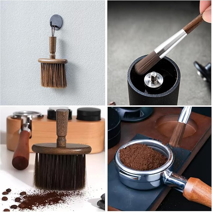 GCFTIFF 2PCS Coffee Grinder Cleaning Brush,Coffee Filter Cleaning Brush,Dusting Espresso Brush Accessories Cleaner Barista Brush,Wooden Handle Cleaning Tool for Barista Home Kitchen
