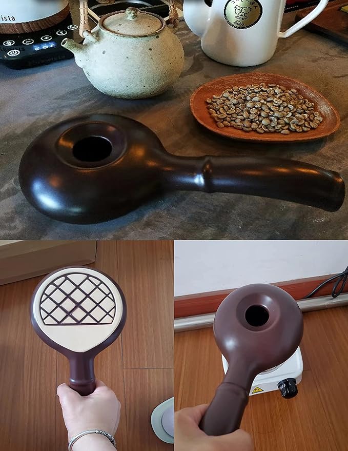 Ceramic Coffee Roaster Machine for Home Use, Handy Stovetop Coffee Bean Roaster with Extended Handle, Manual Coffee Baking Tool