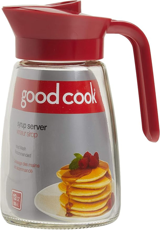 GoodCook Everyday 12 oz. Syrup Dispenser – Easy Pour Spout Waffle & Pancake Syrup Dispenser Container, Glass Syrup Bottle for Maple Syrup, Honey, Barbecue Sauce