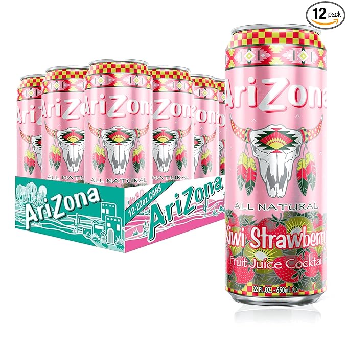 AriZona Kiwi Strawberry, Fruit Juice Drink - Big Can, 22 Fl Oz (Pack of 12)